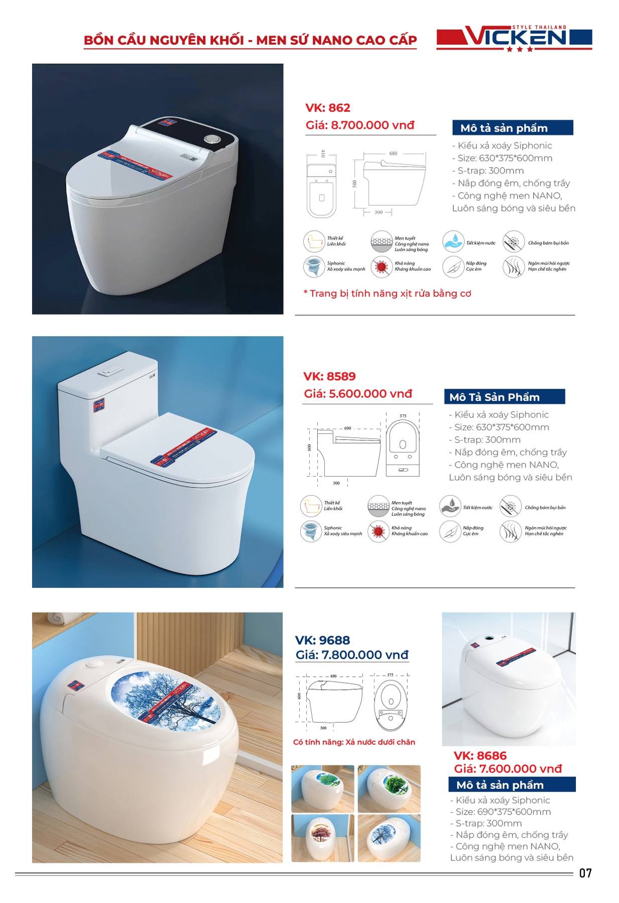 Catalogue và Bảng giá Thiết bị vệ sinh VICKEN 2025 /Page 7
